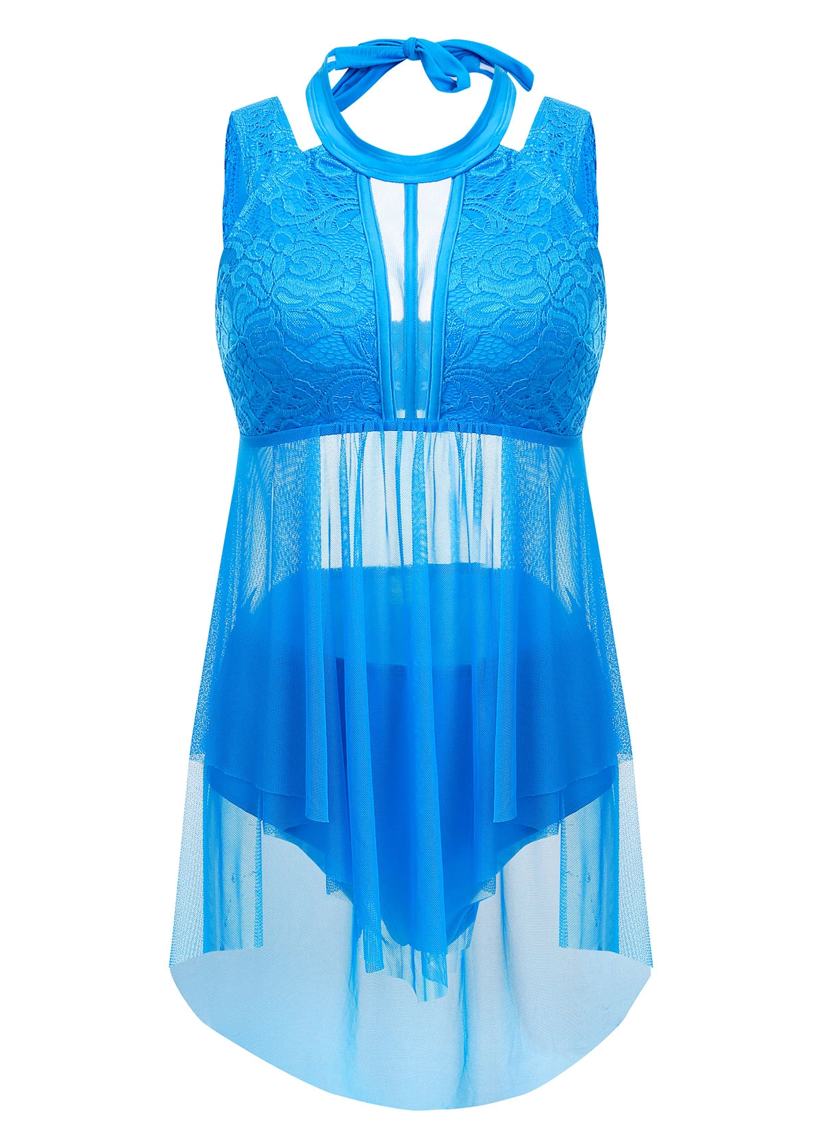 Lace Mid Waisted Sky Blue Swimdress And Panty 3 Lace Mid Waisted Sky Blue Swimdress And Panty - Image 3