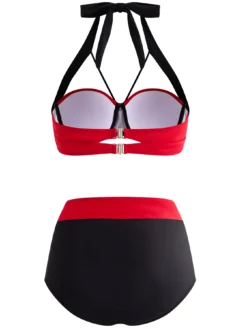 Bowknot High Waisted Color Block Bikini Set -LICA Clothing Shop 1697971377609373789