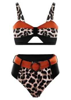 Leopard High Waist Wide Strap Bikini Set -LICA Clothing Shop 1698030031167445449