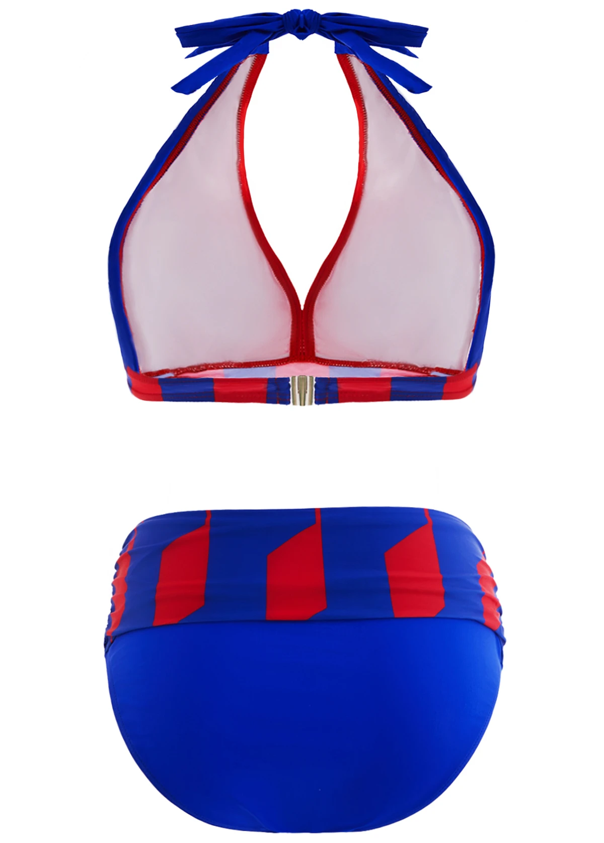 Royal Blue High Waisted Geometric Print Bikini Set 4 Royal Blue High Waisted Geometric Print Bikini Set - Image 4