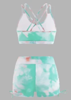 Tie Dye Drawstring Side High Waisted Bikini Set -LICA Clothing Shop 1698113176360749395