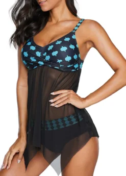 Asymmetric Hem Spaghetti Strap Swimdress And Panty -LICA Clothing Shop 225603 P 16285061150483