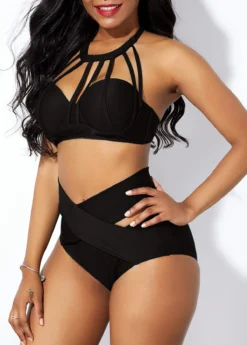 Cage Neck High Waist Cross Front Bikini Set 7 Cage Neck High Waist Cross Front Bikini Set -LICA Clothing Shop 227465 P 15634988607103