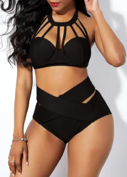 Cage Neck High Waist Cross Front Bikini Set 6 Cage Neck High Waist Cross Front Bikini Set -LICA Clothing Shop 227465 P 15634988607452