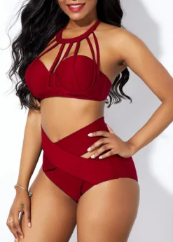 Cross Front High Waist Cage Neck Bikini Set -LICA Clothing Shop 227466 P 15634988548443
