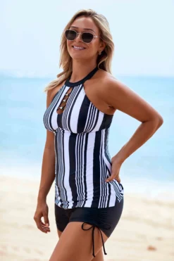 Striped Pierced Tie Side Tankini Set 7 Striped Pierced Tie Side Tankini Set -LICA Clothing Shop 232265 P 15773287405112 scaled