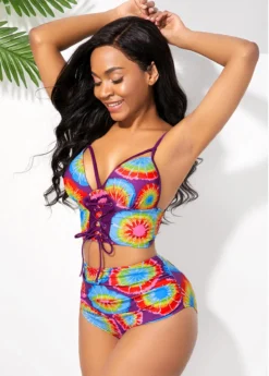 Multi Color High Waisted Printed Bikini Set 7 Multi Color High Waisted Printed Bikini Set -LICA Clothing Shop 235080 P 15864138240612