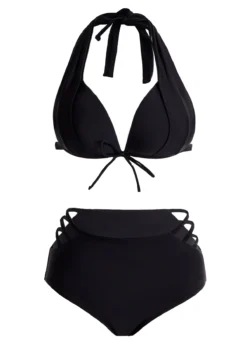 Halter High Waisted Bowknot Pierced Bikini Set -LICA Clothing Shop 244275 P 1698196352840