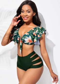 Floral Print Flounce Ladder Cutout High Waisted Bikini Set 7 Floral Print Flounce Ladder Cutout High Waisted Bikini Set -LICA Clothing Shop 257651 P 16069859540582
