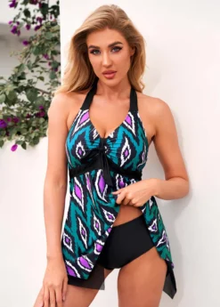 Tribal Print Hanky Hem Swimdress And Panty -LICA Clothing Shop 259550 P 16182786708023