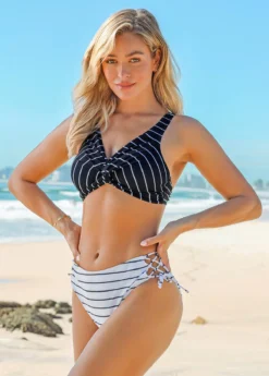 Tie Side Striped Twist Front Bikini Set 7 Tie Side Striped Twist Front Bikini Set -LICA Clothing Shop 259967 P 16176842949182