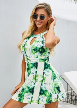 Keyhole Neckline Printed Strappy Back Swimdress And Shorts -LICA Clothing Shop 260309 P 16126791793072