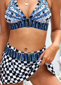 Checkered Print Halter Buckle Detail Bikini Set 9 Checkered Print Halter Buckle Detail Bikini Set -LICA Clothing Shop 260348 P 16074919855474