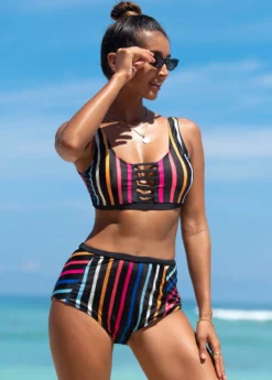 Rainbow Stripe Ladder Cutout Bikini Set 7 Rainbow Stripe Ladder Cutout Bikini Set -LICA Clothing Shop 260893 P 1616650631144