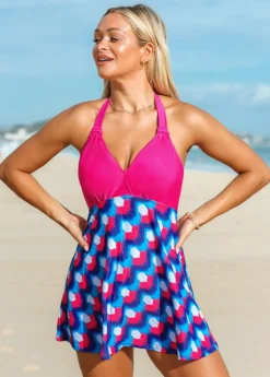 Geometric Print Halter Swimdress And Shorts -LICA Clothing Shop 260981 P 16128772700273
