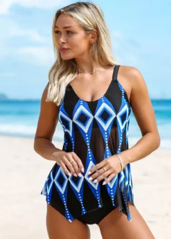 Geometric Print Hanky Hem Tankini Set -LICA Clothing Shop 260991 P 16128707360123
