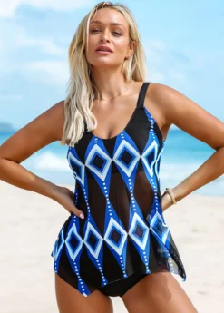 Geometric Print Hanky Hem Tankini Set -LICA Clothing Shop 260991 P 16128707369922