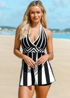 Halter Geometric Print Open Back Swimdress And Shorts 7 Halter Geometric Print Open Back Swimdress And Shorts -LICA Clothing Shop 261052 P 16125184938390