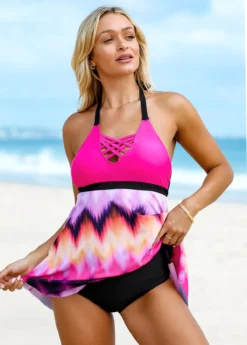 Halter Ombre Lattice Front Swimdress And Panty 9 Halter Ombre Lattice Front Swimdress And Panty -LICA Clothing Shop 261081 P 16129508669064