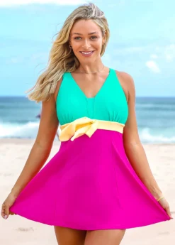 Color Block Wide Strap Swimdress And Shorts 7 Color Block Wide Strap Swimdress And Shorts -LICA Clothing Shop 262581 P 16117374023933