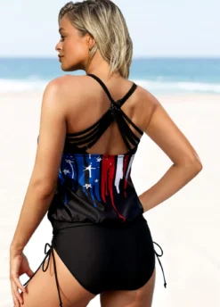 American Flag Print Drawstring Side Tankini Set 6 American Flag Print Drawstring Side Tankini Set -LICA Clothing Shop 262586 P 1622272732357