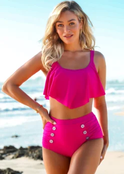 Double Straps Asymmetric Hem High Waist Bikini Set -LICA Clothing Shop 263573 P 16180215132743