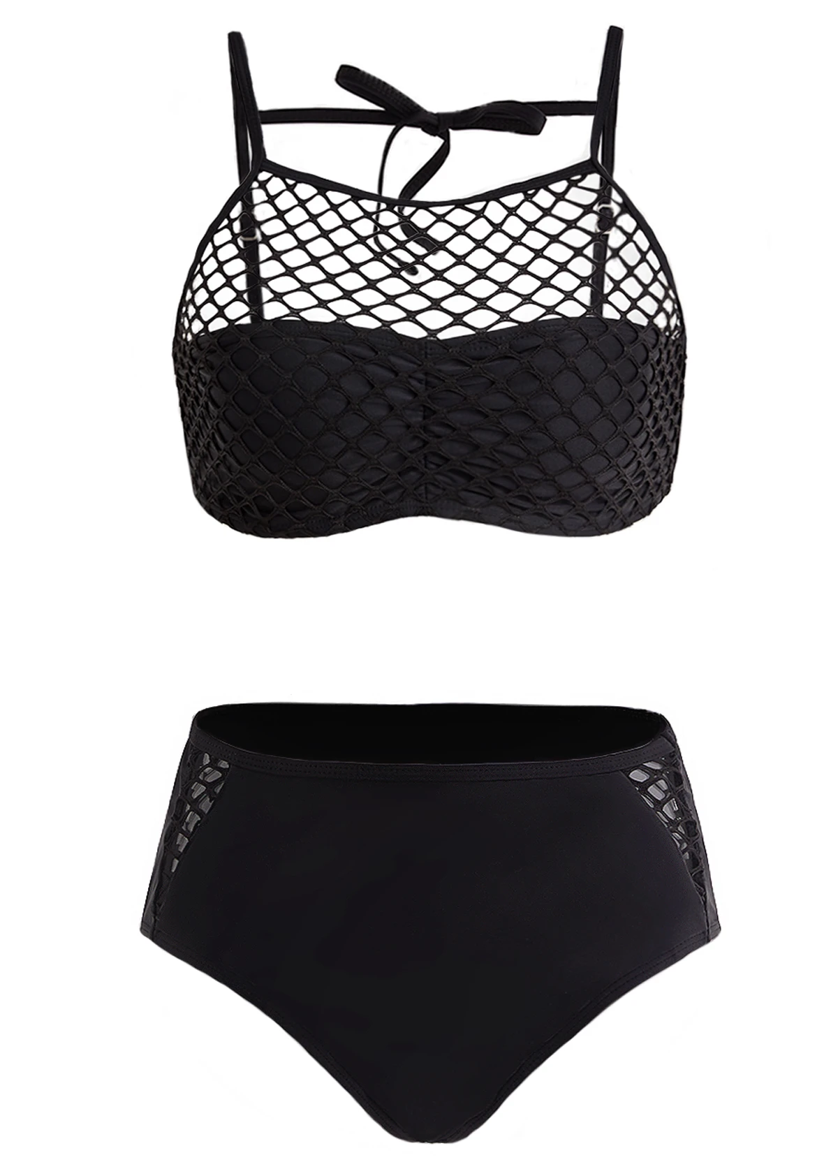 Pierced Tie Back Mid Waist Bikini Set 1 Pierced Tie Back Mid Waist Bikini Set