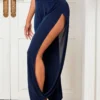 High Waisted Cutout Leg Solid Pants