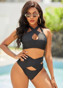High Waist Cross Strap Bikini Set -LICA Clothing Shop 266747 P 16184705310072