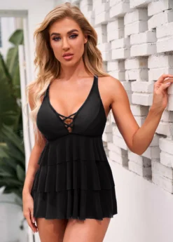 Lace Up Layered Ruffle Hem Swimdress And Panty 8 Lace Up Layered Ruffle Hem Swimdress And Panty -LICA Clothing Shop 269008 P 16161406580553