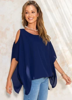Cold Shoulder Chiffon Ruffle Sleeve T Shirt 9 Cold Shoulder Chiffon Ruffle Sleeve T Shirt -LICA Clothing Shop 270354 P 16208685631414