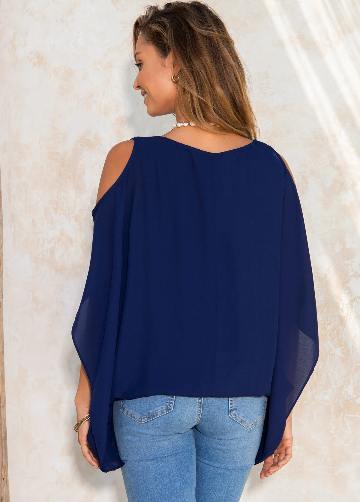 Cold Shoulder Chiffon Ruffle Sleeve T Shirt 2 Cold Shoulder Chiffon Ruffle Sleeve T Shirt - Image 2