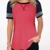 Contrast Round Neck Short Sleeve T Shirt