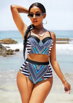 Tribal Print High Waisted Bikini Set -LICA Clothing Shop 270997 P 16224581814043