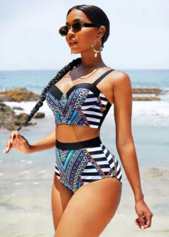 Tribal Print High Waisted Bikini Set -LICA Clothing Shop 270997 P 16224581819492