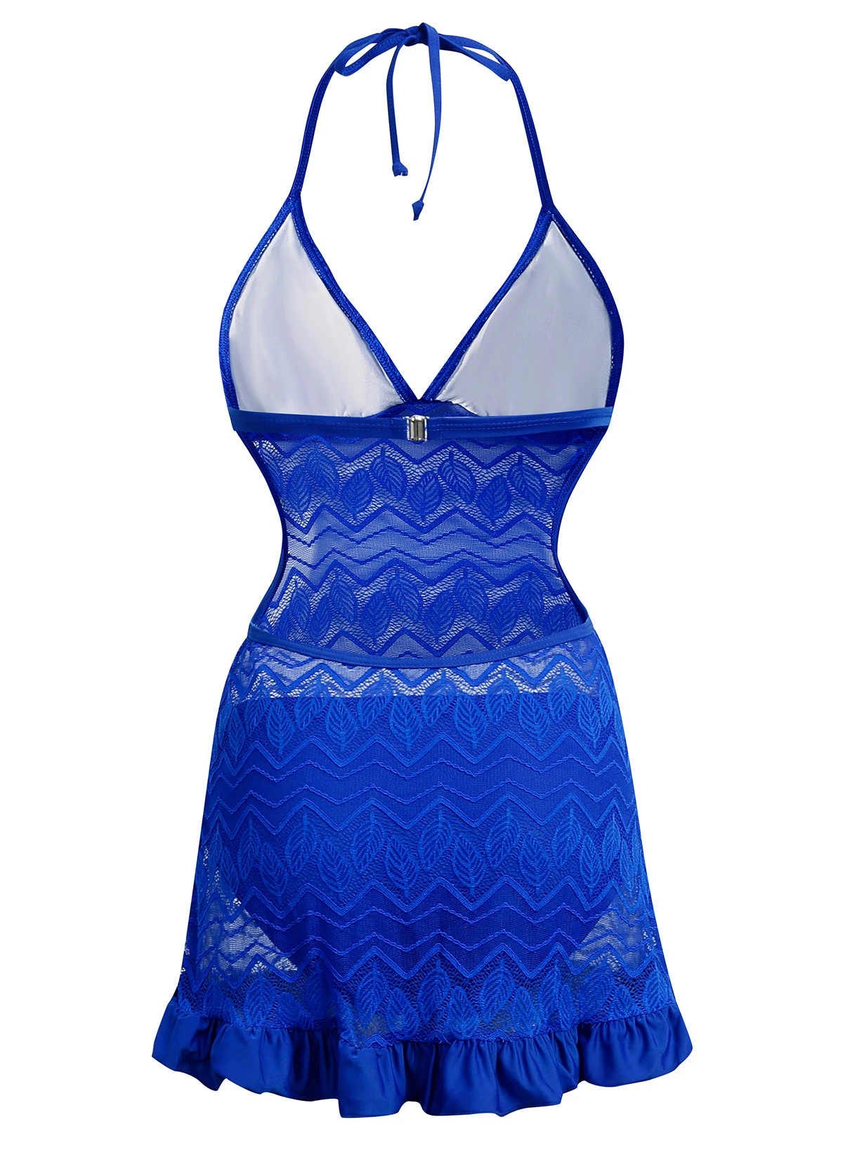 Lace Stitching Solid Halter Swimdress And Panty 2 Lace Stitching Solid Halter Swimdress And Panty - Image 2