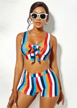 Rainbow Stripe High Waisted Bowknot Bikini Set 7 Rainbow Stripe High Waisted Bowknot Bikini Set -LICA Clothing Shop 272185 P 16215953472663