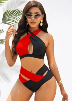 Contrast Cross Strap High Waist Bikini Set 9 Contrast Cross Strap High Waist Bikini Set -LICA Clothing Shop 277477 P 16754139965043