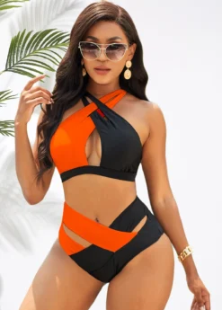 Orange High Waisted Cross Strap Bikini Set 6 Orange High Waisted Cross Strap Bikini Set -LICA Clothing Shop 277800 P 16243252540652