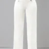 Double Breasted Solid High Waisted Pants