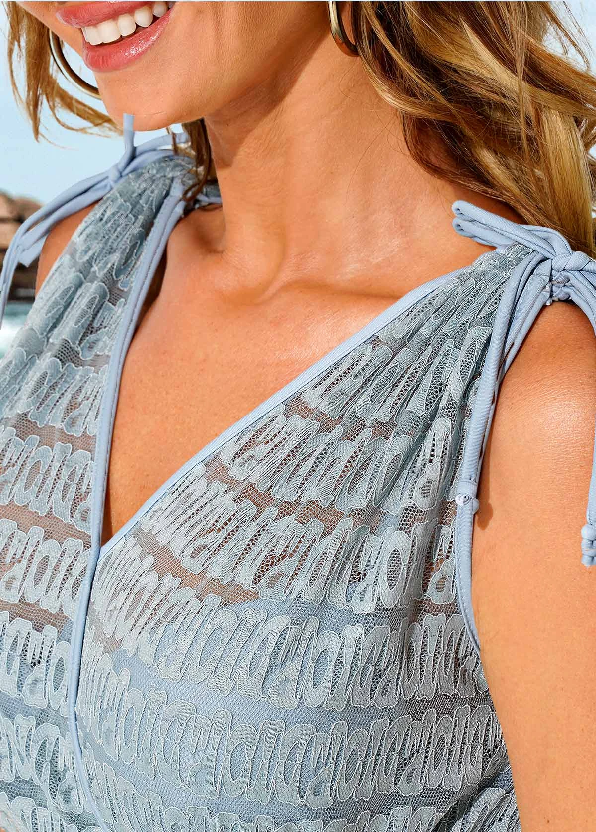 Dusty Blue Wide Strap Lace Swimdress And Shorts 6 Dusty Blue Wide Strap Lace Swimdress And Shorts - Image 6