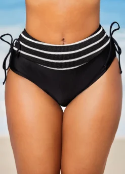 Stripe Print Black Tie Back Bikini Set 10 Stripe Print Black Tie Back Bikini Set -LICA Clothing Shop 288992 P 16372200646224