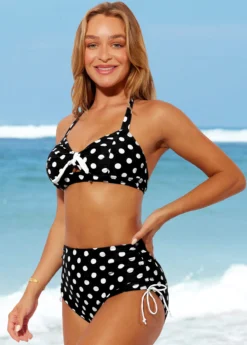 Polka Dot Black High Waisted Halter Bikini Set 7 Polka Dot Black High Waisted Halter Bikini Set -LICA Clothing Shop 289067 P 16387911833552