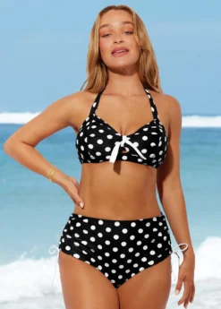 Polka Dot Black High Waisted Halter Bikini Set 8 Polka Dot Black High Waisted Halter Bikini Set -LICA Clothing Shop 289067 P 16387911834064