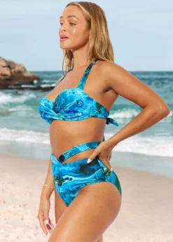 Marble Print Cyan High Waist Halter Bikini Set 8 Marble Print Cyan High Waist Halter Bikini Set -LICA Clothing Shop 289173 P 16390286058522