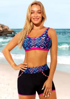 High Waist Geometric Print Black Bikini Set -LICA Clothing Shop 289542 P 16388814475144