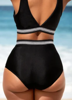 High Waisted Black Mesh Stitching Bikini Set -LICA Clothing Shop 290243 P 16381850443334