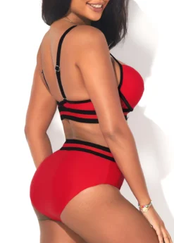 Webbing Mid Waist Deep Red Bikini Set -LICA Clothing Shop 291210 P 16413520768152