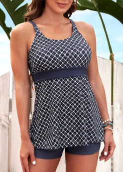 Geometric Print Wide Strap Light Grey Tankini Set 8 Geometric Print Wide Strap Light Grey Tankini Set -LICA Clothing Shop 292615 P 16406861359293