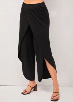 Black High Waisted Side Slit Pants -LICA Clothing Shop 293971 P 16403377897622